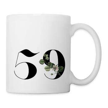 Nummer 59 Blumengrün - 59. Blumengeburtstag - Tasse - Weiß - Rechts