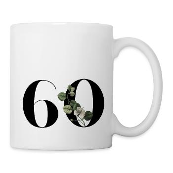 Number 60 Floral Green - 60th Birthday Floral - Mug - white - Right