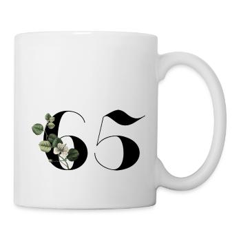 Nummer 65 Blumengrün - 65. Blumengeburtstag - Tasse - Weiß - Rechts