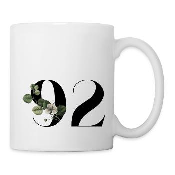 Number 92 Floral Green - 92nd Floral Birthday - Mug - white - Right