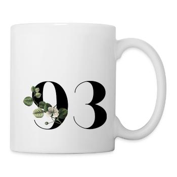 Number 93 Floral Green - 93rd Floral Birthday - Mug - white - Right
