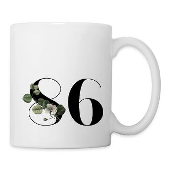 Number 86 Floral Green - 86th Floral Birthday - Mug - white - Right