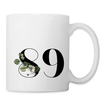 Numéro 89 floral vert - 89e anniversaire floral - Mug blanc - blanc - Droite