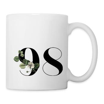 Nummer 98 Grüne Blumen - 98. Blumengeburtstag - Tasse - Weiß - Rechts