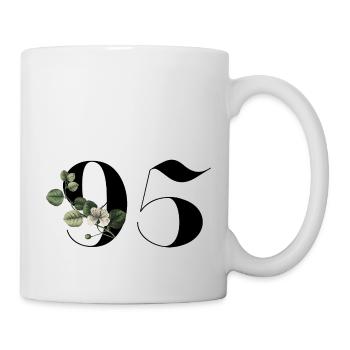 Numéro 95 floral vert - 95e anniversaire floral - Mug blanc - blanc - Droite
