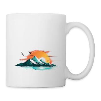 Abstrakte Berglandschaft im Sonnenuntergang - Tasse - Weiß - Rechts