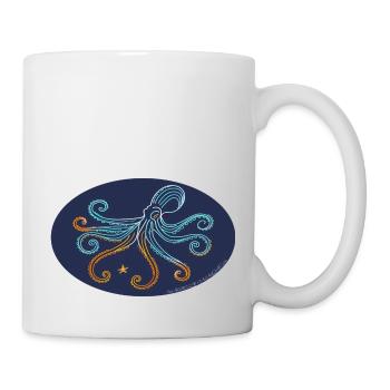 Stylized Mediterranean Octopus Illustration - Mug - white - Right
