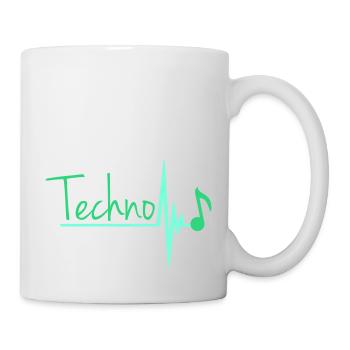 Techno Musik Buchstaben Musiknote Puls Herzschlag - Tasse - Weiß - Rechts