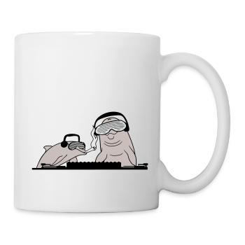 Deux Dauphins Drôles DJ Équipe Mixer Musique de Fête - Mug blanc - blanc - Droite