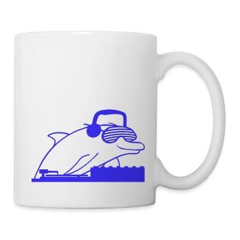 Cool DJ Dolphin Mixer Mixer Soirée Musique de club - Mug blanc - blanc - Droite