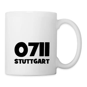 0711 Vorwahl Stuttgart Neckar Schwaben - Tasse - Weiß - Rechts