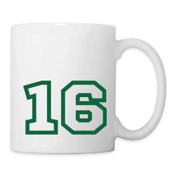 Nummer 16 grüner Sport - Tasse - Weiß - Rechts