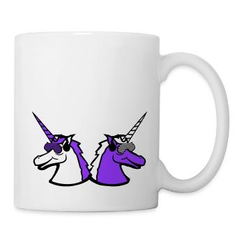 2 Coole DJ Einhörner Zwei Team Party Club Musik - Tasse - Weiß - Rechts