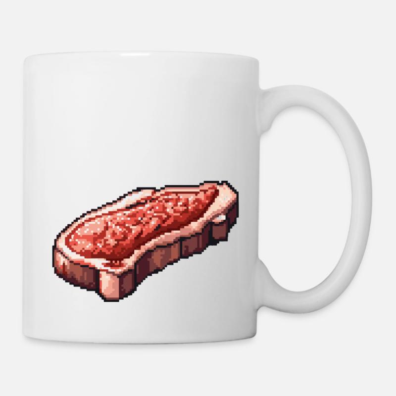 Steak Filet Pixel Icon - Mug blanc - blanc