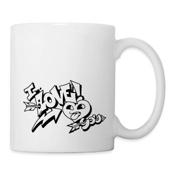 Ich liebe dich / Graffiti / Valentinstag - Tasse - Weiß - Rechts