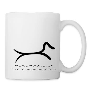 Dackel mit Morsecode - Tasse - Weiß - Rechts