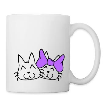 2 chats couple femme homme deux couples Saint-Valentin - Mug blanc - blanc - Droite