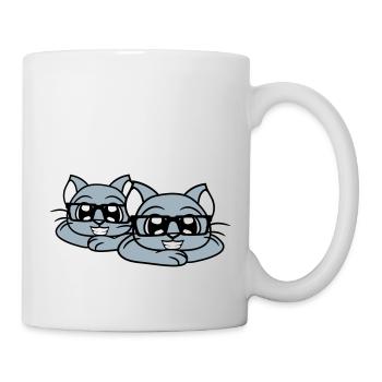 2 Clever Nerd Cats Horn-Rimmed Glasses Geek Eyewear Team - Mug - white - Right