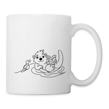 Beste Freunde Otter & Ente. Süß & minimalistisch - Tasse - Weiß - Rechts