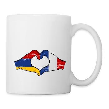 Armenien Frankreich Flagge Hände Herzform used - Tasse - Weiß - Rechts
