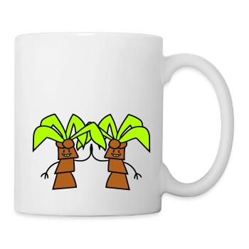 2 drôle mignon palmiers salutation équipe de visage comique - Mug blanc - blanc - Droite