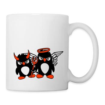 2 Pingouins Ange Diable Mal Bon Ciel Enfer Cool - Mug blanc - blanc - Droite