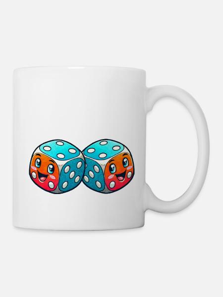 Würfel Comic - Tasse - Weiß
