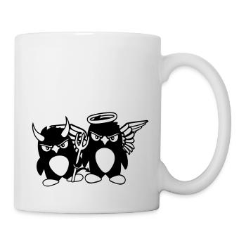 2 Pingouins Ange Diable Mal Bon Ciel Enfer Cool - Mug blanc - blanc - Droite