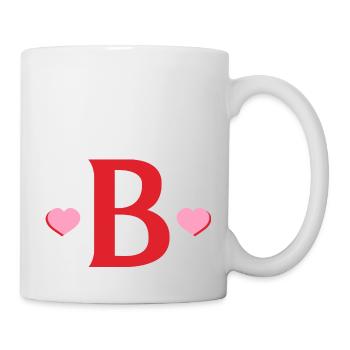 Buchstabe b rote Herzen - Tasse - Weiß - Rechts