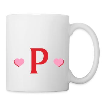Buchstabe p rote Herzen - Tasse - Weiß - Rechts