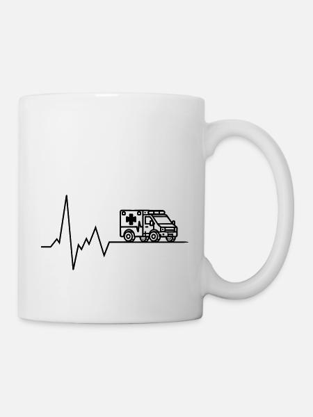 Herzschlag RTW Rettungswagen Sanitäter Kankenwagen - Tasse - Weiß