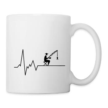 Herzschlag Angeln - Tasse - Weiß - Rechts