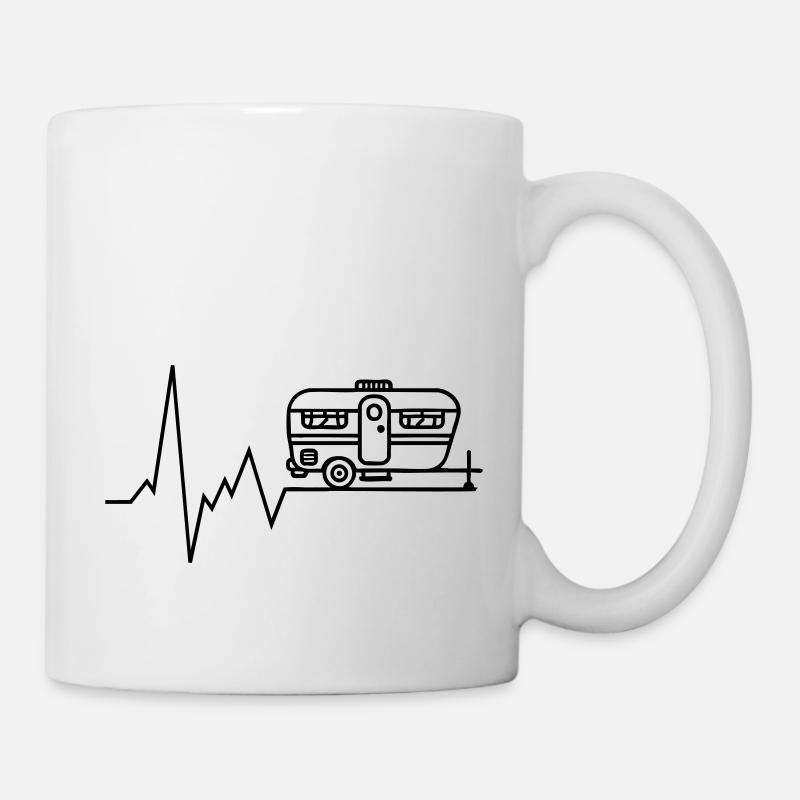 herzschlag wohnwagen camping urlaub - Tasse - Weiß