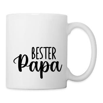 Papa Papi Vater Tochter Sohn Vatertag Männer Shirt - Tasse - Weiß - Rechts