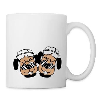 2 DJ chiens lunettes de soleil adolescent casquette casquette équipe - Mug blanc - blanc - Droite