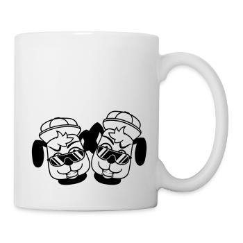 2 DJ chiens lunettes de soleil adolescent casquette casquette équipe - Mug blanc - blanc - Droite