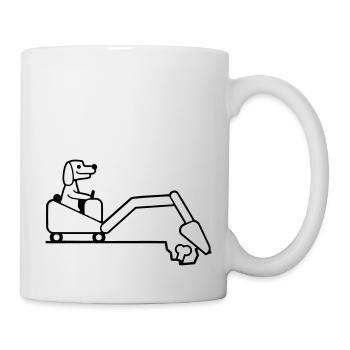 Hund Knochen Vergraben Bagger Buddeln Cool Baggern - Tasse - Weiß - Rechts
