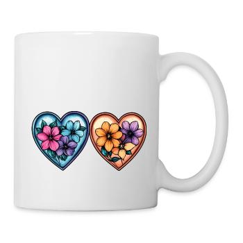 Herzen Liebe Blumen - Tasse - Weiß - Rechts