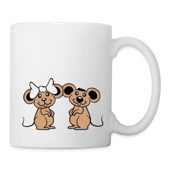 2 Mäuse Paar Zwei Verliebt Valentinstag Frau Mann - Tasse - Weiß - Rechts
