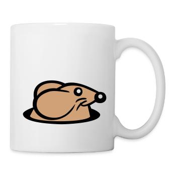 Maus Boden Loch Mauseloch Guckt Süß Lustig Comic - Tasse - Weiß - Rechts