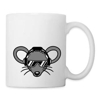 Maus Sonnenbrille Cool Kopfhörer Party Musik hören - Tasse - Weiß - Rechts