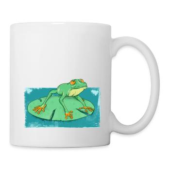 Cute geen frog in a pond - Mug - white - Right