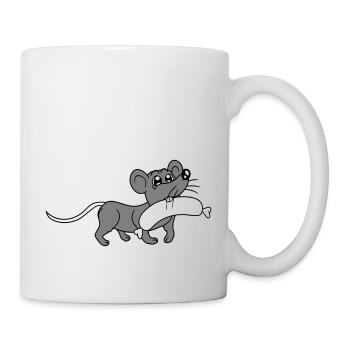 Souris grosse saucisse manger faim saucisse grillades - Mug blanc - blanc - Droite