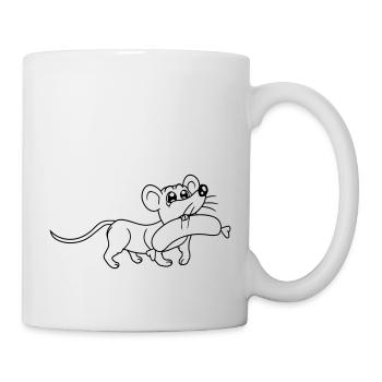 Souris grosse saucisse manger faim saucisse grillades - Mug blanc - blanc - Droite
