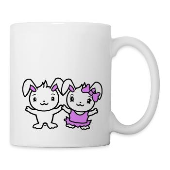 2 Bunnies Two Girlfriend Love Couple In Love Cute - Mug - white - Right