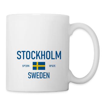 Stockholm - Suède - Sverige Coordonnées du drapeau - Mug blanc - blanc - Droite