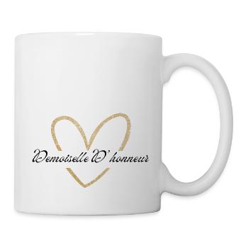 Brautjungfer Gold Herz Glitzer - Tasse - Weiß - Rechts