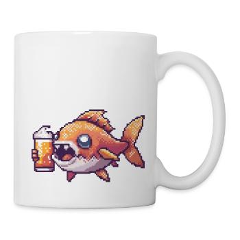 Poisson Piranha Bière Pixel - Mug blanc - blanc - Droite