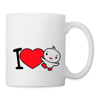 J’aime oiseau coeur symbole amour heureux mignon - Mug blanc - blanc - Droite