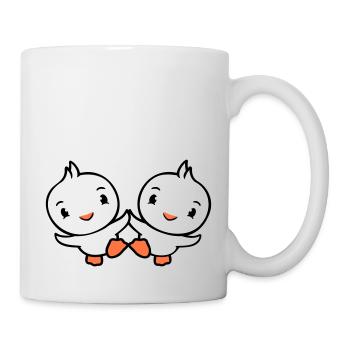 2 Enten Freunde glücklich süß niedlich freundlich - Tasse - Weiß - Rechts